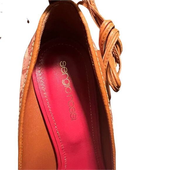 NIB Sergio Rossi Tiger Print Canvas Wedge Sandals - Picture 8 of 14